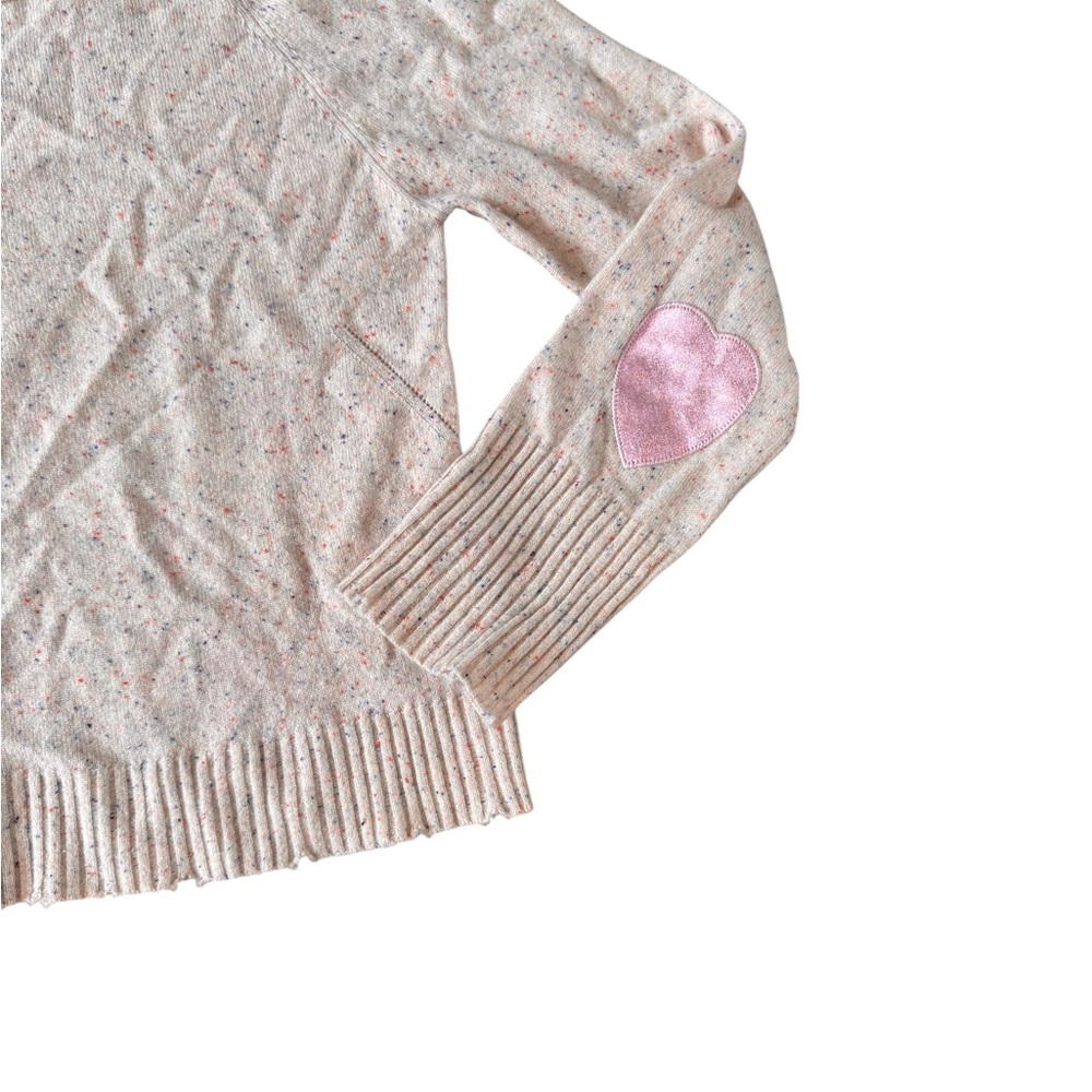 ZADIG & VOLTAIRE Women's 100% Cashmere Pink Speckled Sweater Elbow Heart Patch M - Picture 6 of 11